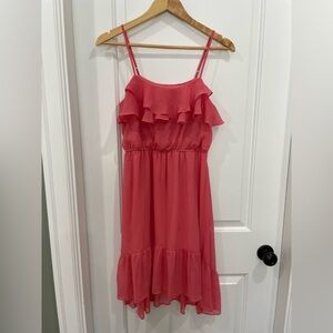 Pink Ruffled Sleeveless Dress